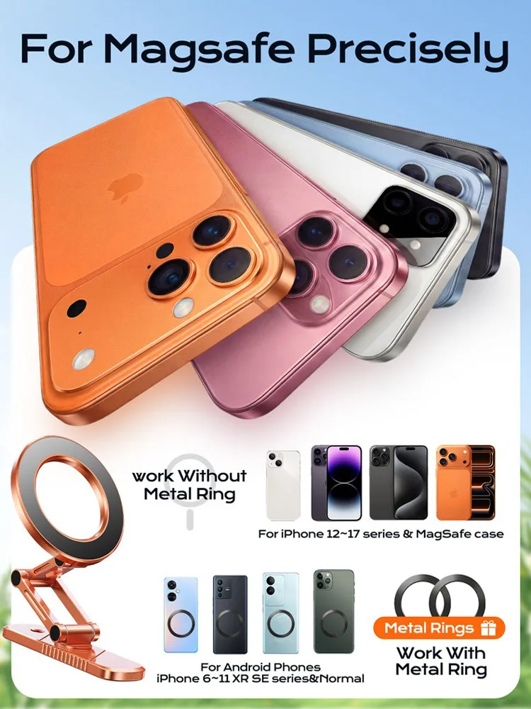 Magnetic Dual-Magnet Phone Holder with 360° Adjustable Tri-Axis