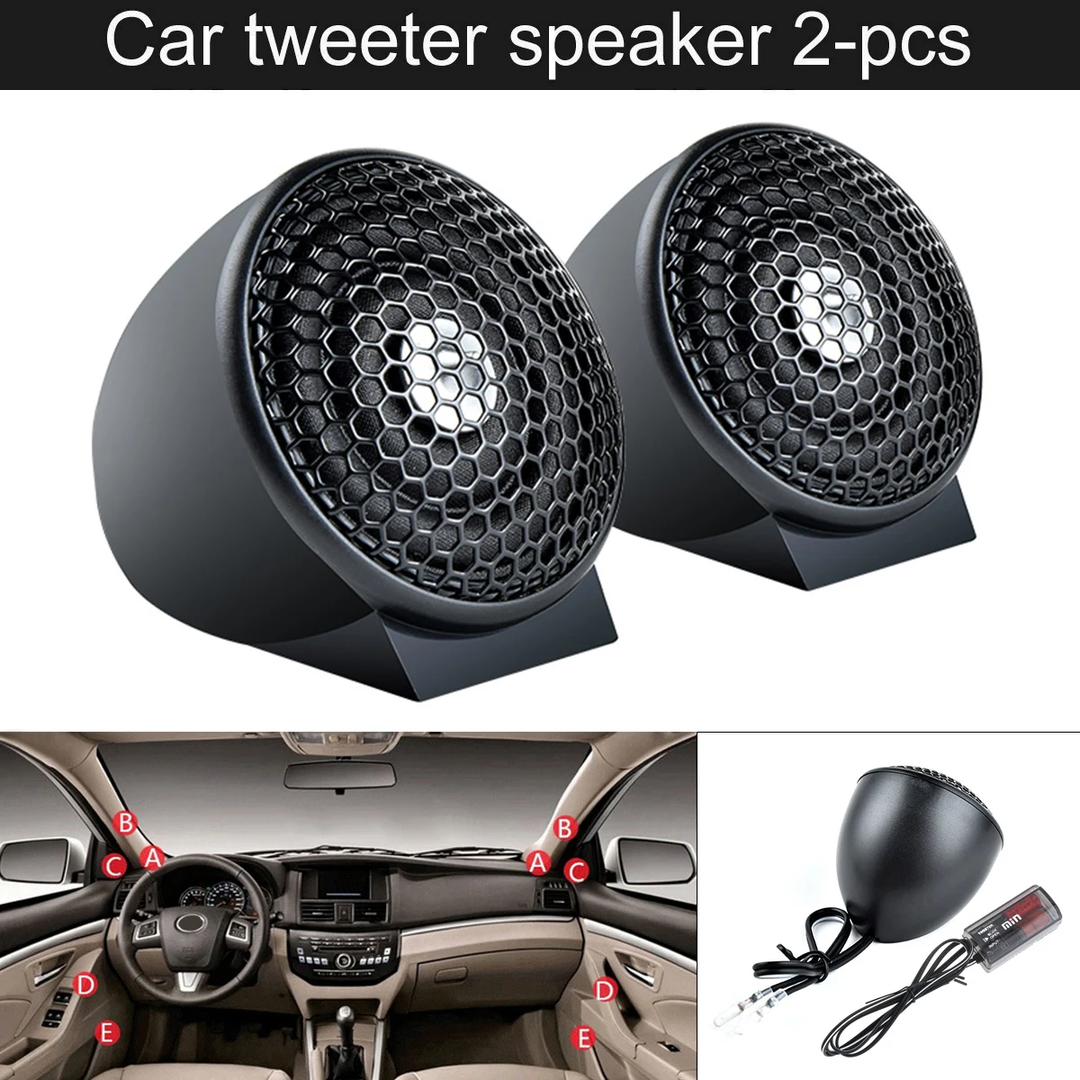 Easy installation 2pcs Universal 1.5 Inch 150W 4Ohm Built-in crossover Silk Film Car Tweeter for Car Modification