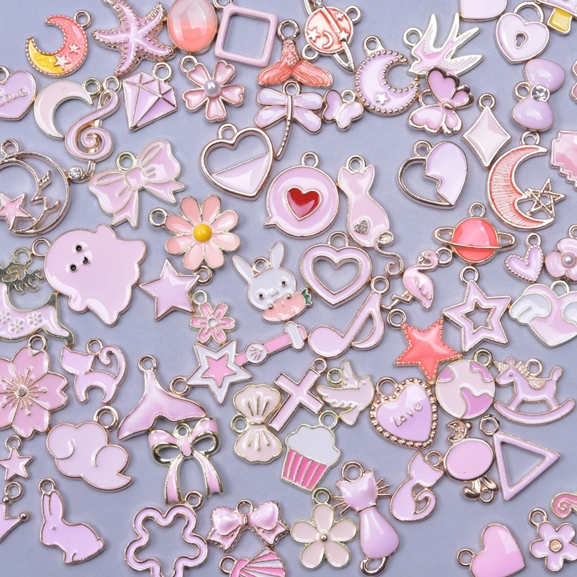 Kawaii Pink Enamel Charms Set 5