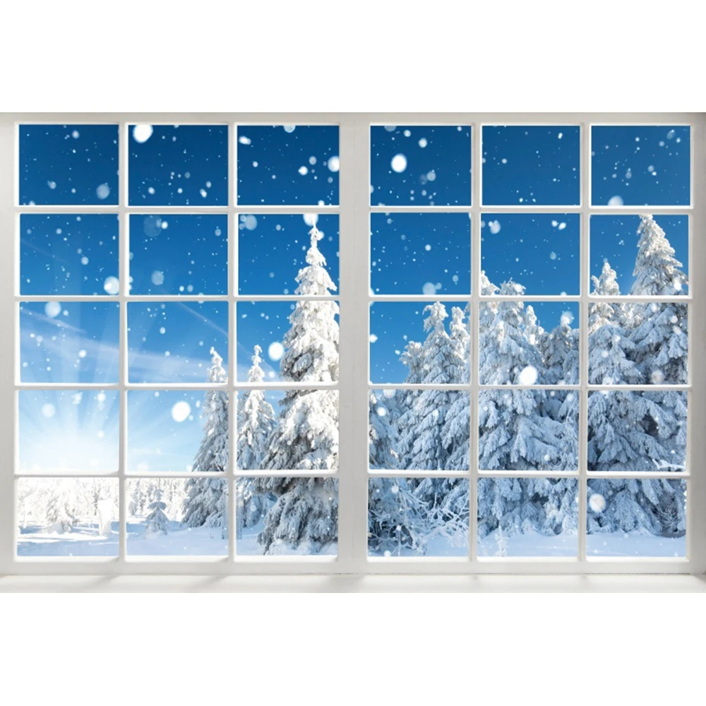 Cenário de janela de inverno para fotografia, floresta de natal, neve,  paisagem natural, fundo fotográfico, estúdio de fotografia - AliExpress, image size:1000x1000