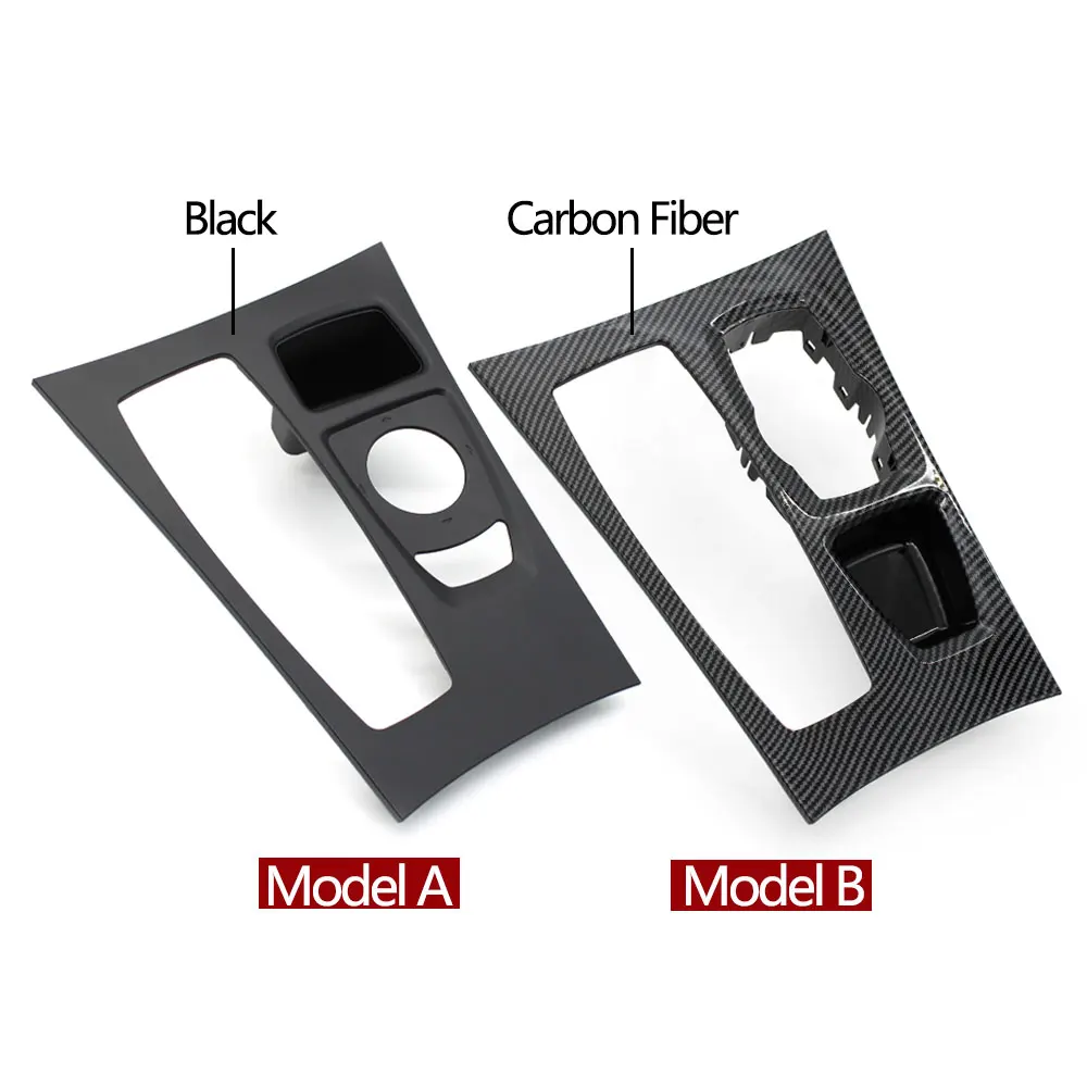 LHD Car Carbon Fiber Black Center Console Gear Shifter Trim Cover