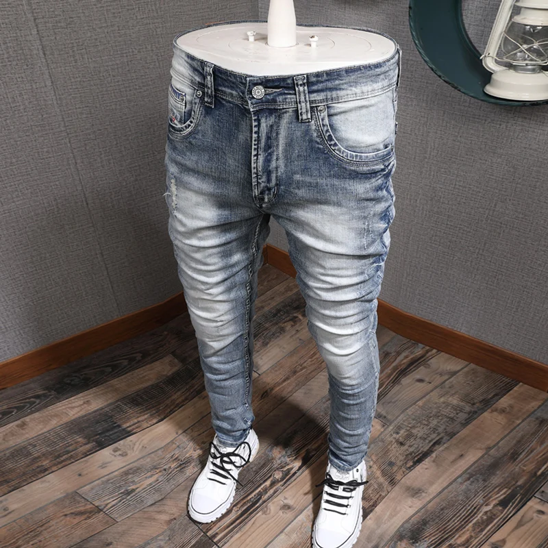 Stilista Jeans da uomo Jeans strappati Slim Fit az... – Grandado