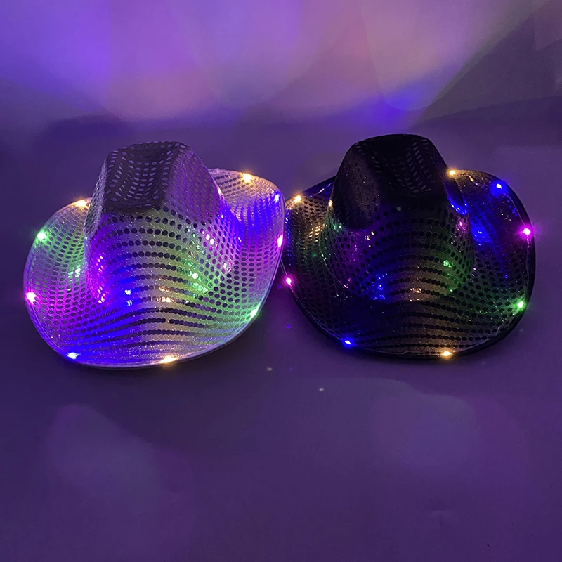Party Hat Fashion Decor Cowboy Hat Dance Party Luminous LED Cowboy Cowgirl Hat Flashing For Carnival Party party hat carnival hat fluorescent hat neon hat