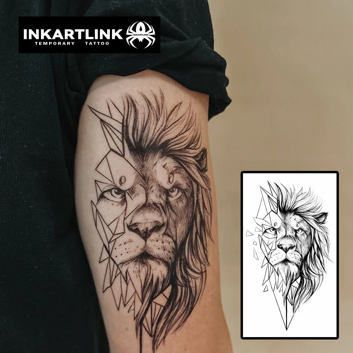 Lion Temporary Tattoo,Lasts To 15 Days New Technology Magic Waterproof Semi Permanent Sticker. 2