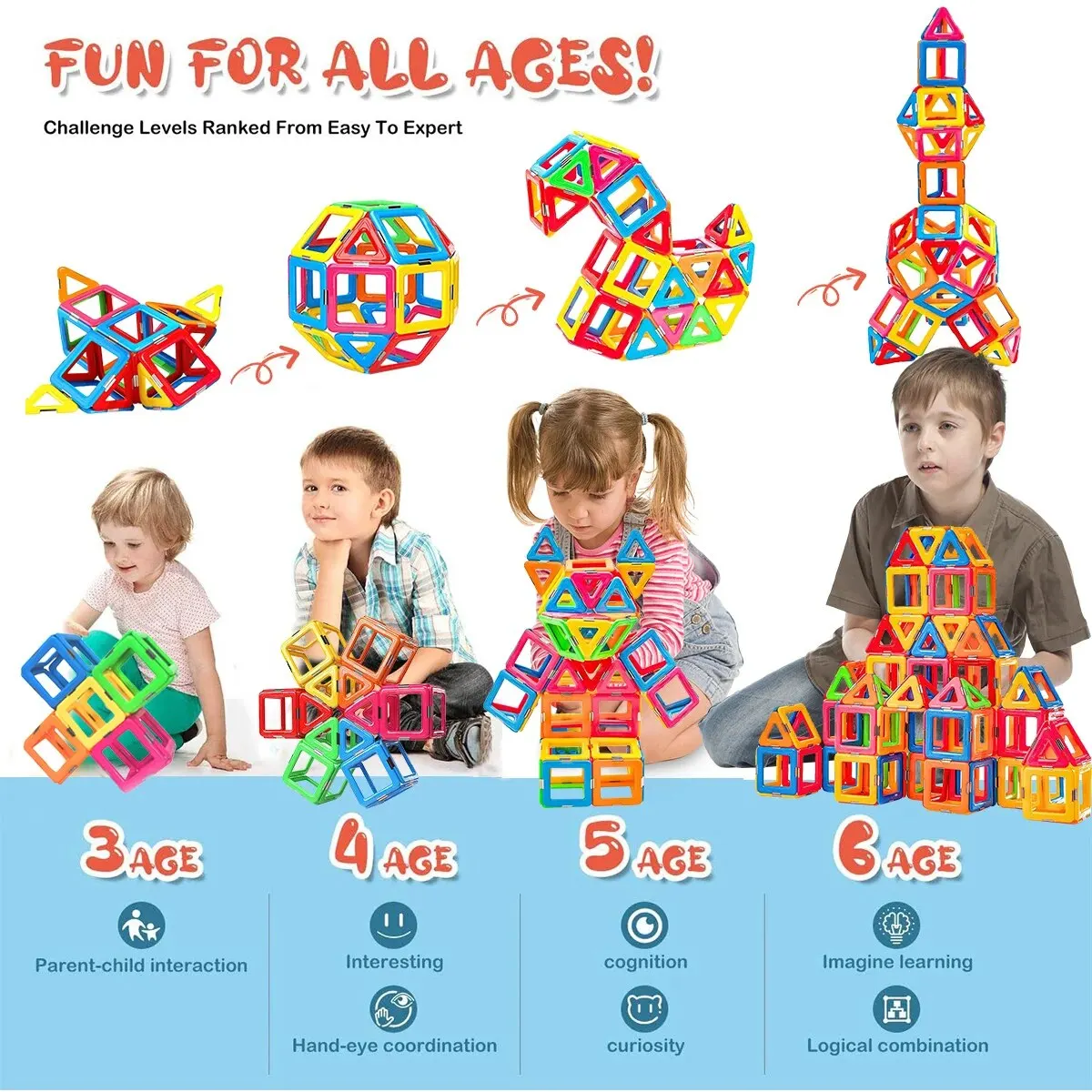 Magnetic Building Blocks Big Size DIY Educational Toys for Kids