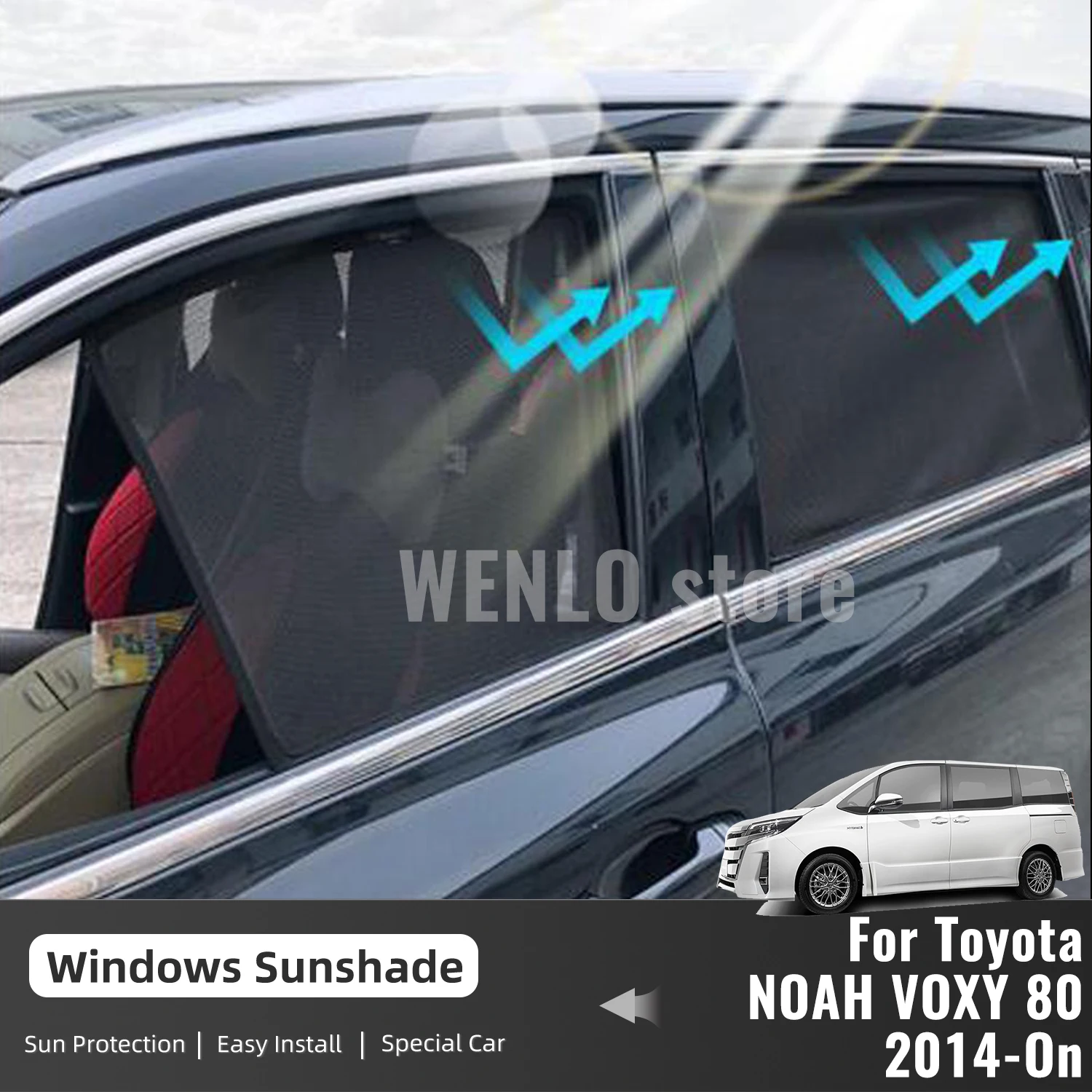 

For Toyota NOAH VOXY RX80 2014-2023 Magnetic Car Sunshade Shield Front Windshield Frame Curtain Rear Side Window Sun Shades
