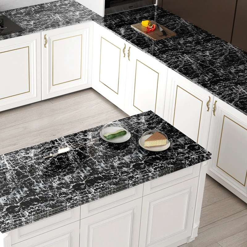 Kitchen Oil-Proof Film Stove Waterproof Moisture-Proof Self-Adhesive Wallpaper Countertop Cabinet Renovation Marble Tile Sticker