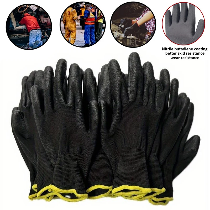 Safety Coating Work Gloves 10pairs Hand Protect PU Nylon Antiskid Dust-Proof For Carpenters Garden Work Palm Coated Glove work gloves,protective gloves