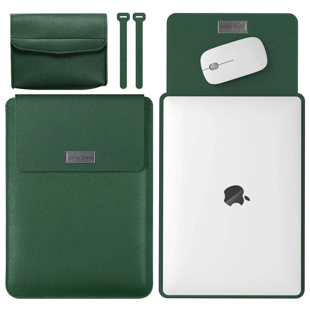 Bolsa de Couro Portátil para Macbook Air Pro 13 m2 m1 14 16 Capa do Notebook Huawei hp Dell 15 Case 2023 pu
