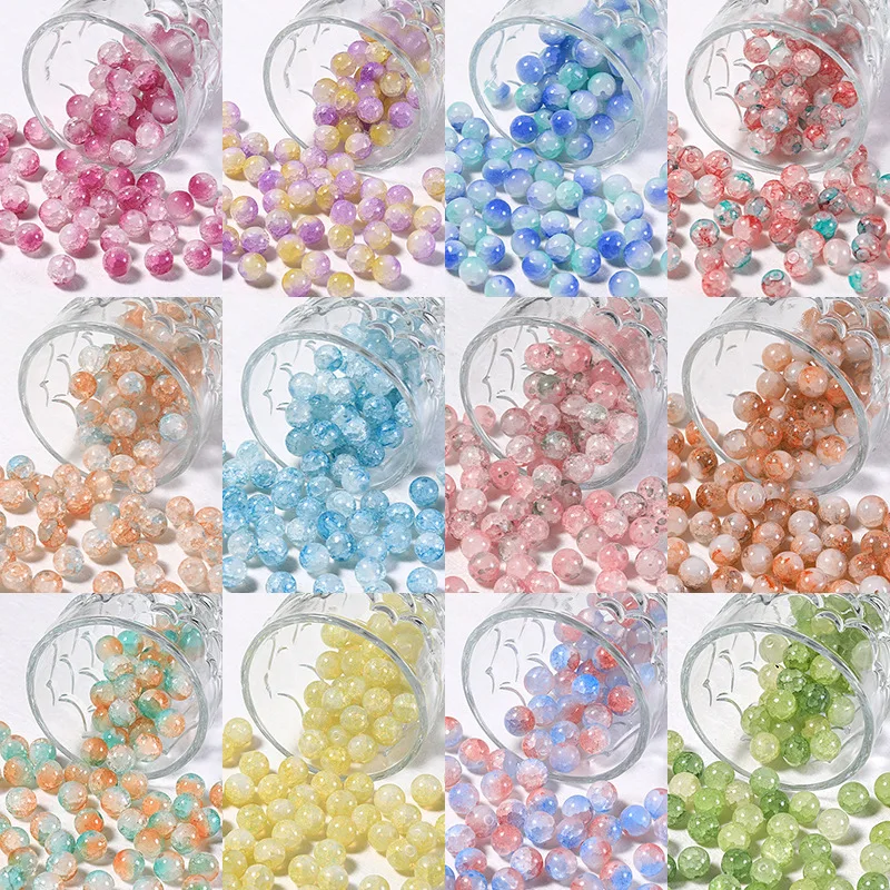 

Kiss Jewelry 10mm Colorful Glaze Gradient Glass Loose Beads for Jewelry Making DIY Bracelet Necklace Accessories Spacer Bead