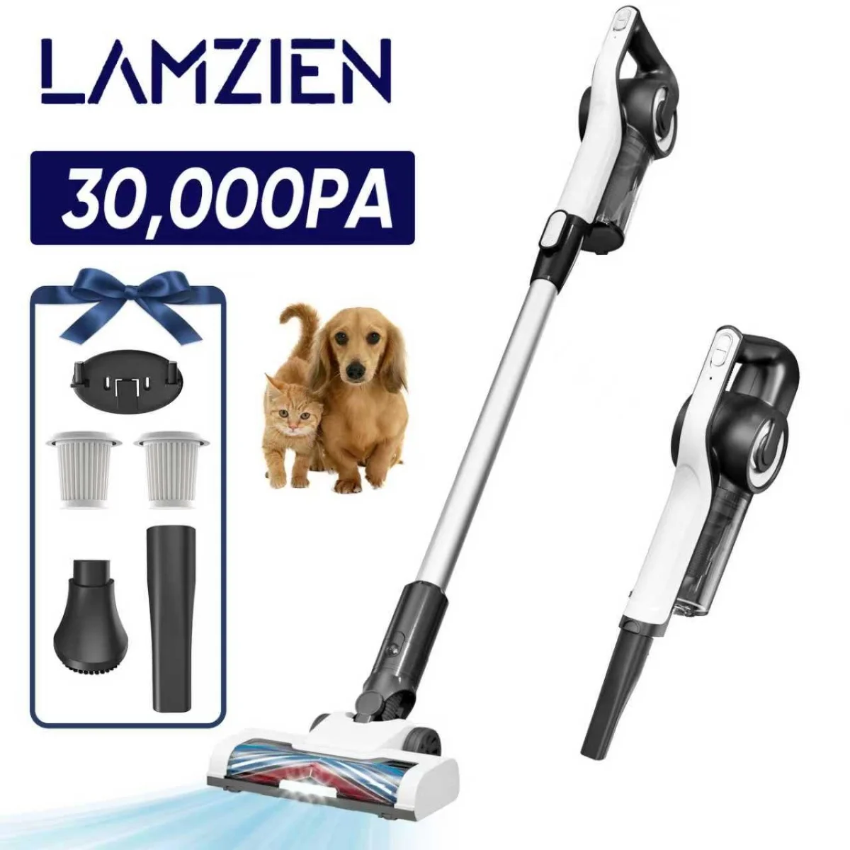 30KPA/40Mins Cordless Vacuum Cleaner, with Upgraded Green Light & Anti-Tangle Floor Brush,for Home,Carpets, Pet Hair,Hard Floor 1
