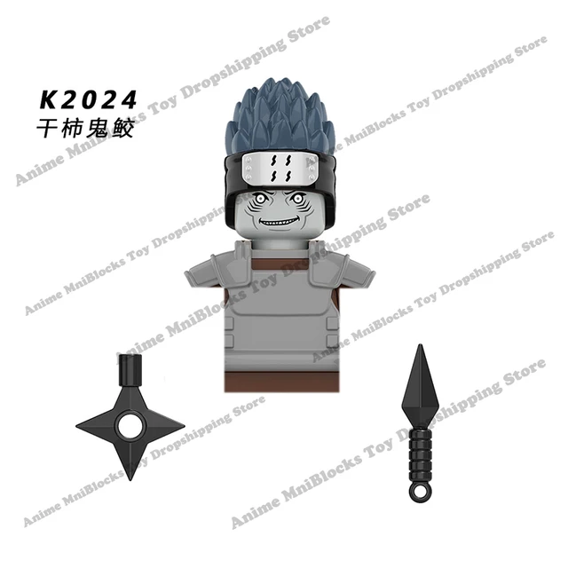 Naruto Sasuke Kakashi Akatsuki bricks Building Blocks Anime cartoon Mini Action Figures Heads Assembly Toys kids Birthday Gifts Light  Blue