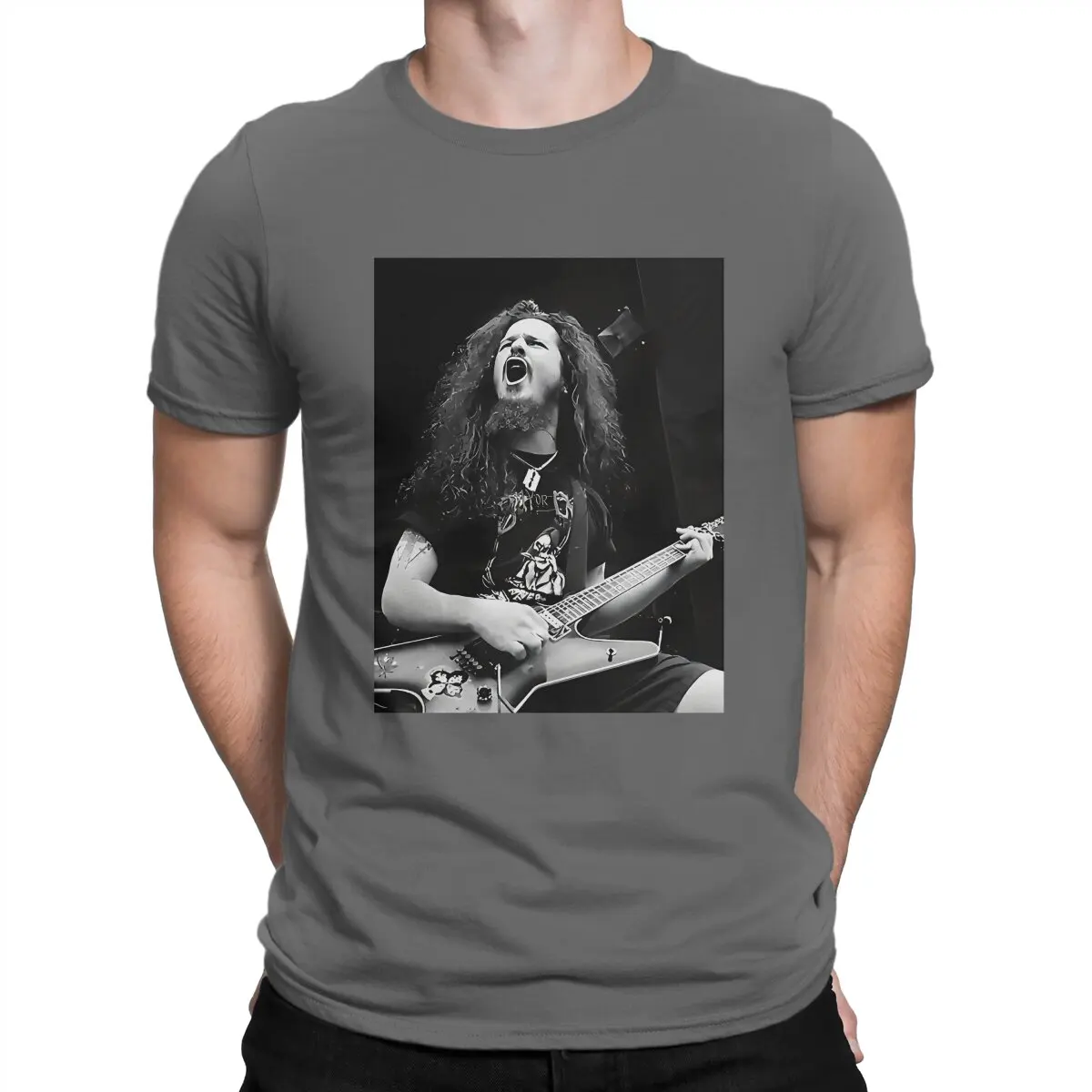 thumbnail image 1 of Camisetas casuales de algodón puro de Dimebag Darrell, de manga corta, estilo cantante y guitarrista vintage, con cuello redondo, para regalo de cumpleaños, 1 of 7