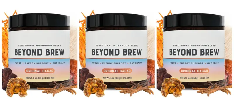 Organic Mushroom Complex Powder with Acacia Gum Stevia Cacao for Sustained Focus Energy Immunity Prebiotics & Probiotics 168g - Image 7