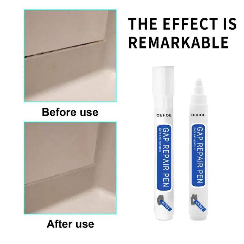 1Pc Tile Marker Waterproof Grout Pen Repair Marker Wall Seam Pen For Tile Floor Bathroom Quick Dry White Grout Decontamination