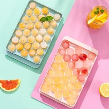 Plastic Creative Round Ice Cube Tray With Lid Grid Molds Cooler Tools Mould Whiskey Cocktail Cold DIY Drink Home Bar Party Use