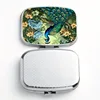 Tropical Style 2-Grid Peacock Pattern Pill Box-Stylish Portable Pill Box,Perfect for Pocket or Purse-Durable Vitamin Storage Box 3