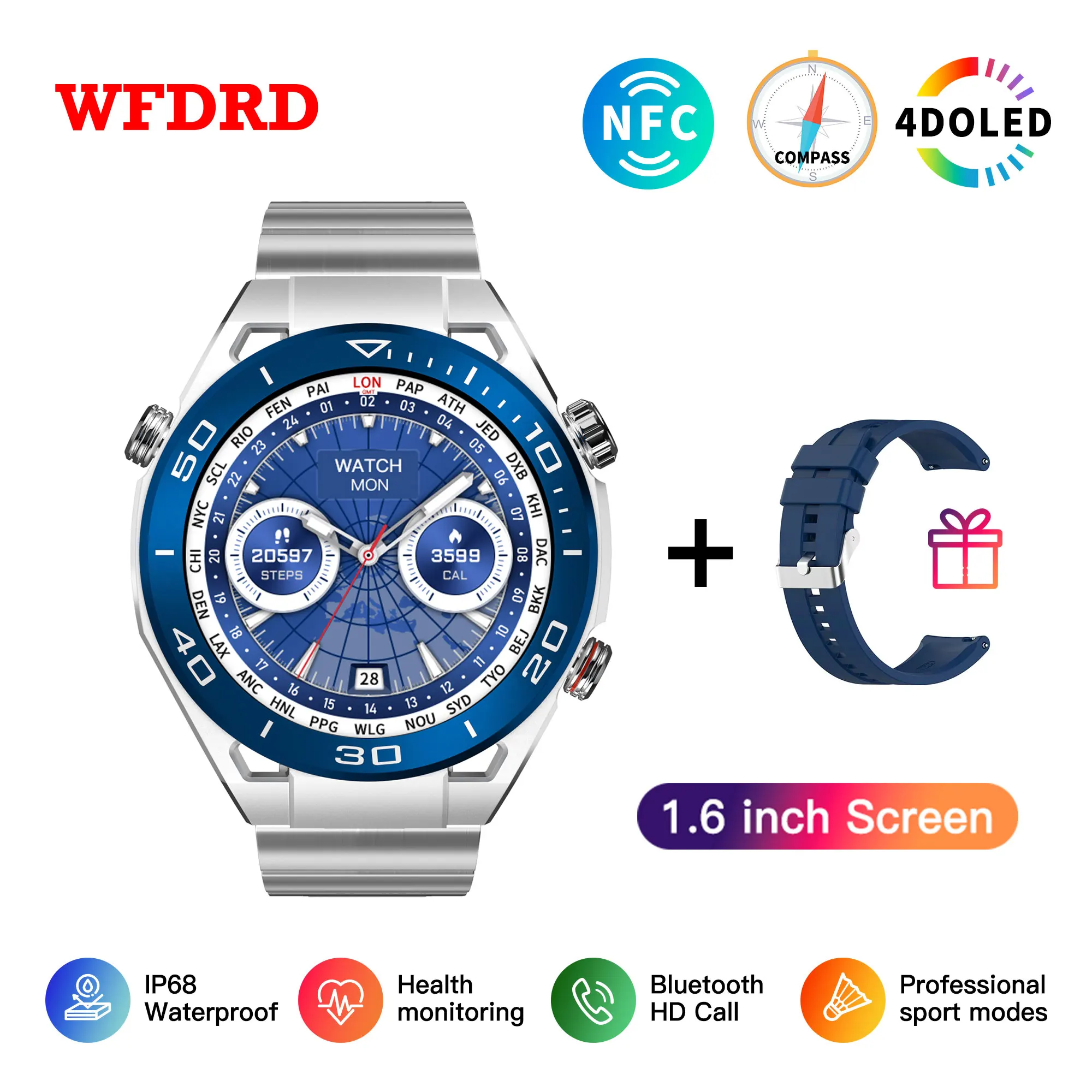

2023 NEW MT15S For Huawei Watch Ultimate New Smart Watch Men NFC heart rate Bluetooth Call Compass Bracelet Business Smartwatch