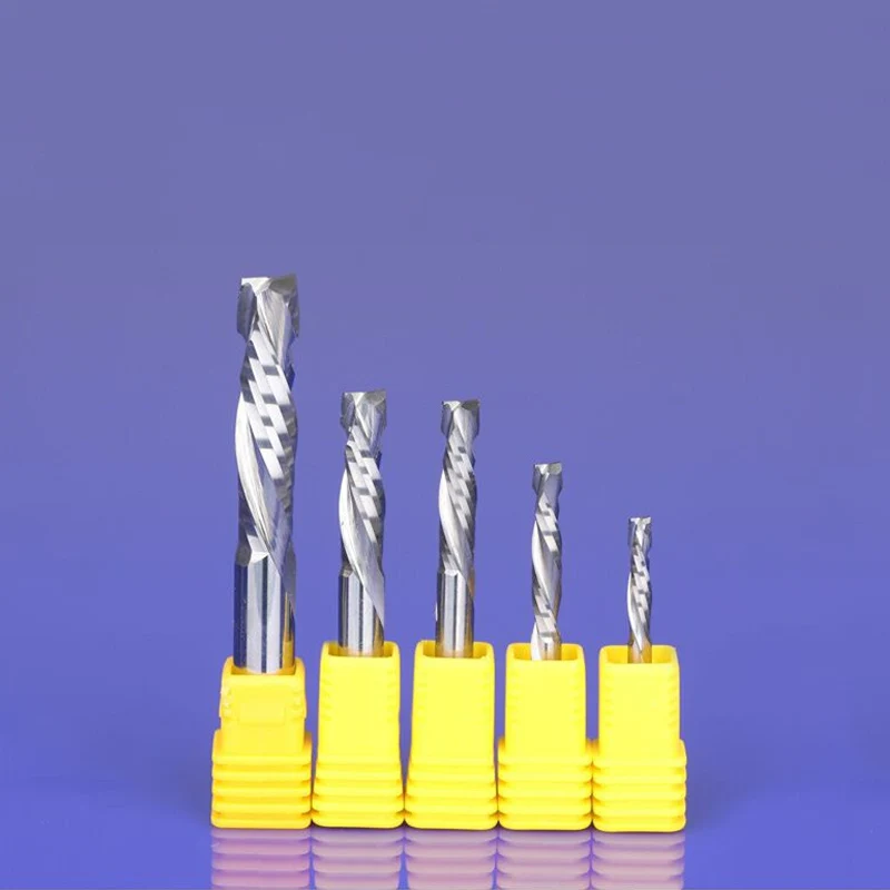 

5PCS Compression Milling Cutter Woodwork UP & DOWN Cut Two Flute Spiral Carbide Milling Tool CNC Router Wood End Mill Cutter Bit