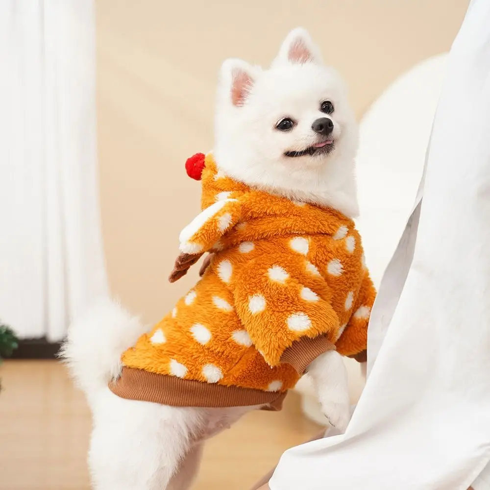 Cute Elk Pet Christmas Clothes Plush Cartoon Puppy Vest Soft Warm Cat Accessories Winter pet clothes