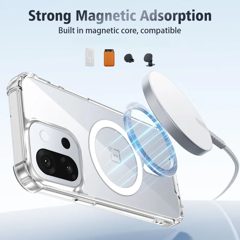 Magnetic Transparent Shockproof Acrylic Phone Case with Skin Feel
