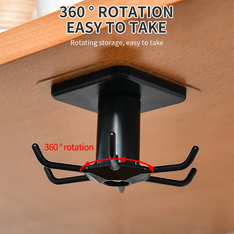 Kitchen Hooks Rotating Storage Rack Without Punching Wall-Mounted Kitchenware Supplies Gods Multifunctional Shelves 5