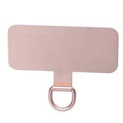 Ultra Thin Stainless Steel Phone Tether Tab with Lanyard Patch and Metal Clip (Metal Rose Gold 1PCS)