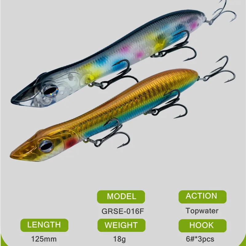 Greenspider Fishing Lure 125mm 18g Topwater Pencil Popper Wobbler