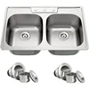 33 Inch Double Bowl Kitchen Sink Topmount 50/50 Drop In 18 Gauge 304 Stainless Steel Sinks with Basket Strainer 33" x 22" x 9" 2