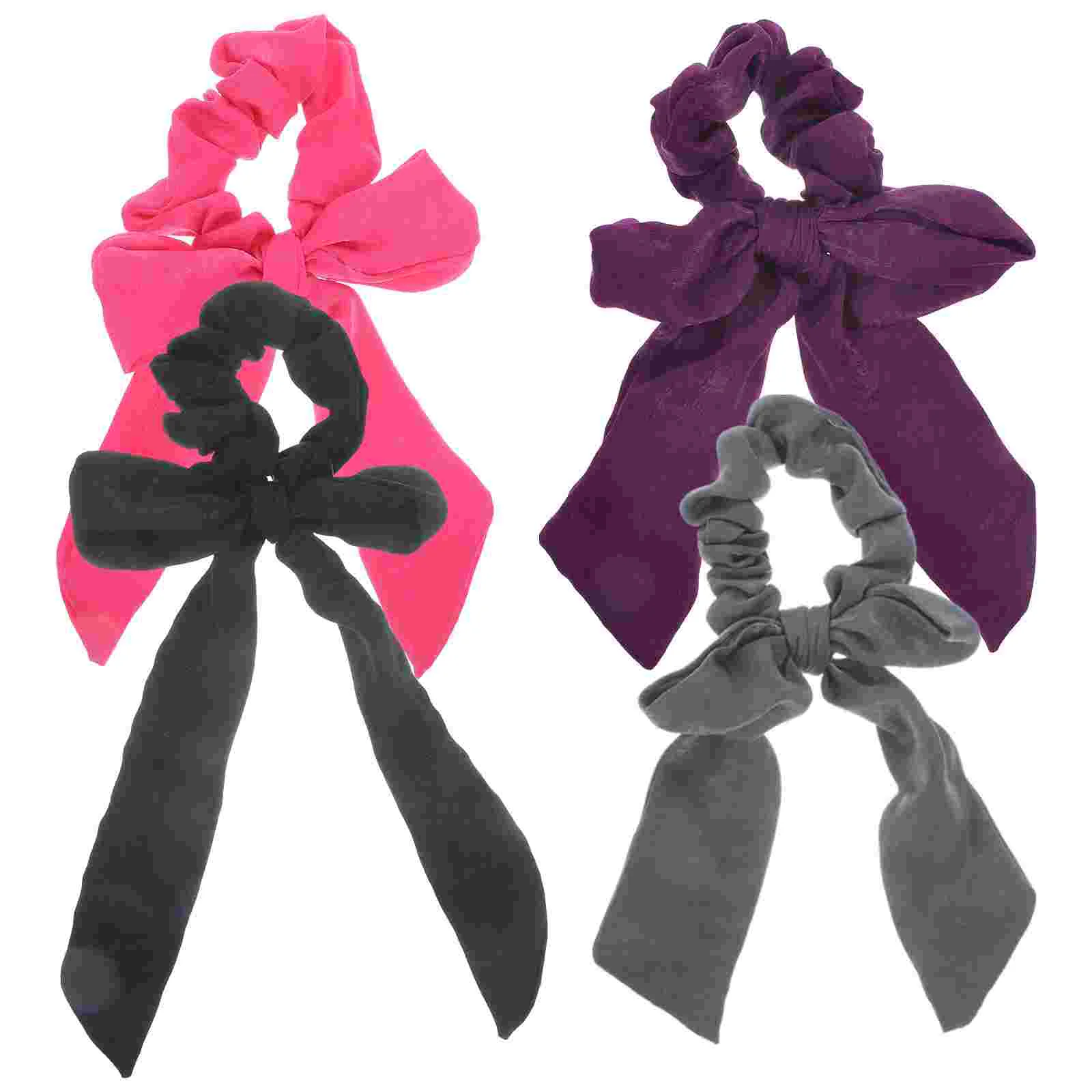 

4 Pcs Cloth Hair Band Bowknot Ponytail Holders Ribbon Hair Accessories for Women Girls