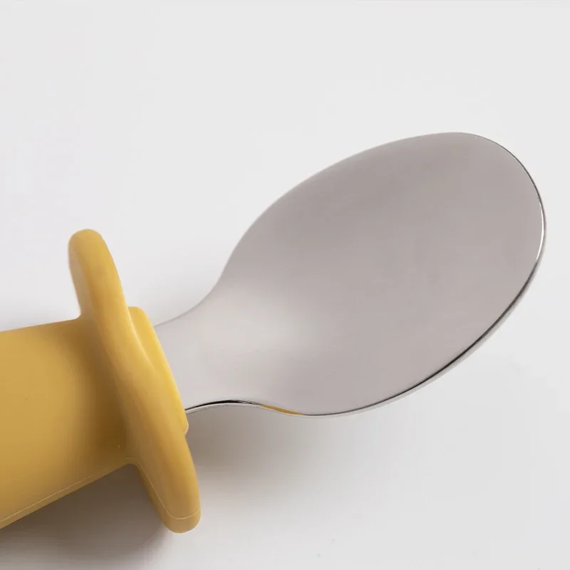Solid Color Baby Gadget Tableware Set Children Utensil Stainless Steel Infant Food Feeding Spoon Fork Toddler Dinnerware Cutlery stainless steel cutlery set silicone cutlery set learning spoons fork spoon set baby cutlery