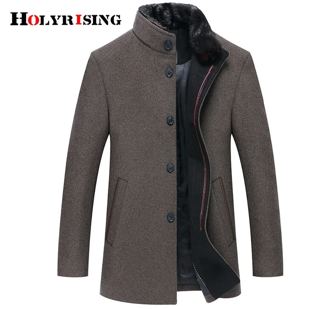 

Holyrising мужские шерстяные пальто Casaco Masculino Inverno с одной пуговицей s Верхняя одежда ветрозащитная тонкая одежда для 18519-5