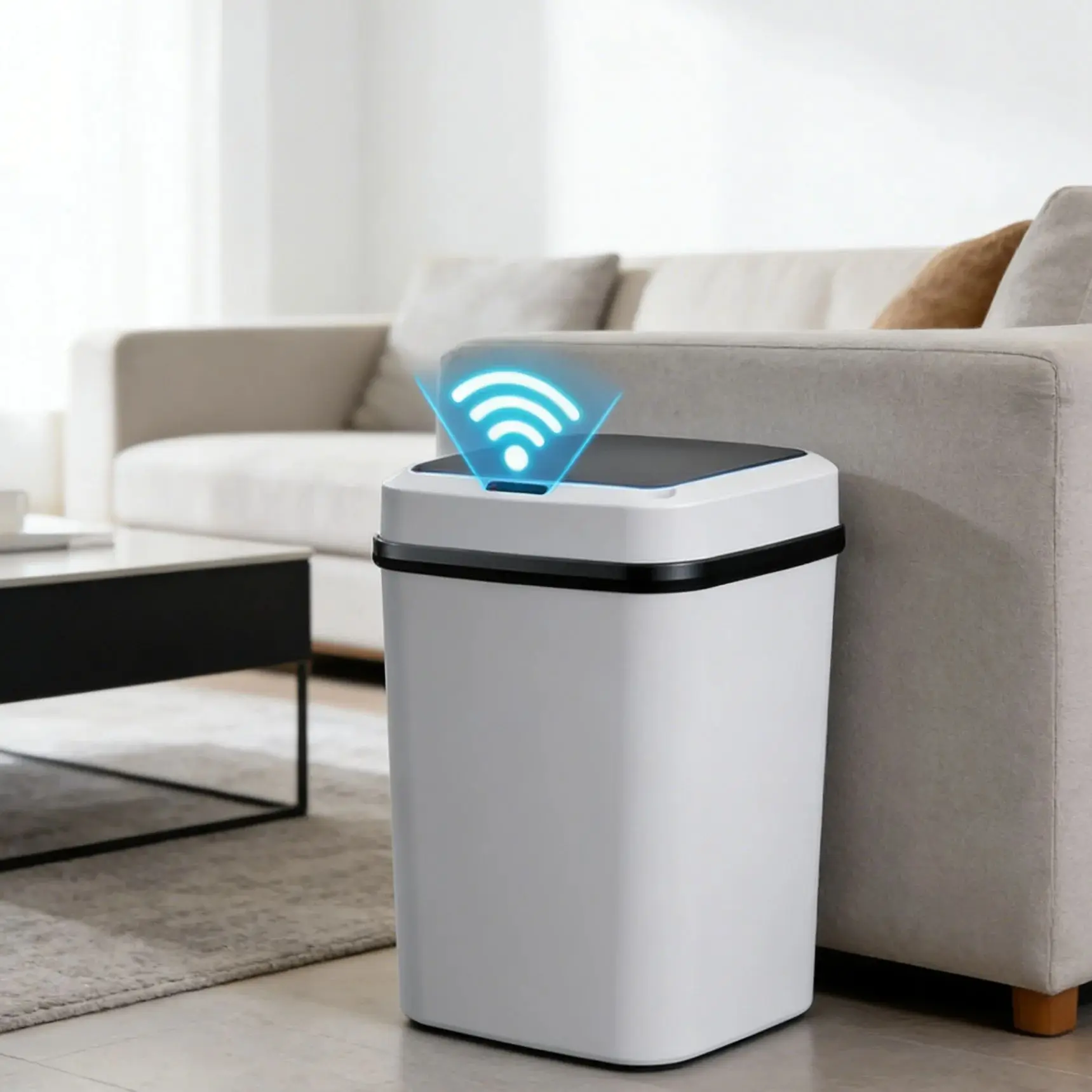 פח זבל חכם, בית עם מכסה, שירותים באמצעות הזרקה, סלון, חדר אמבטיה, פתיחה מלאה אוטומטית של מכסה חשמלי יצירתי