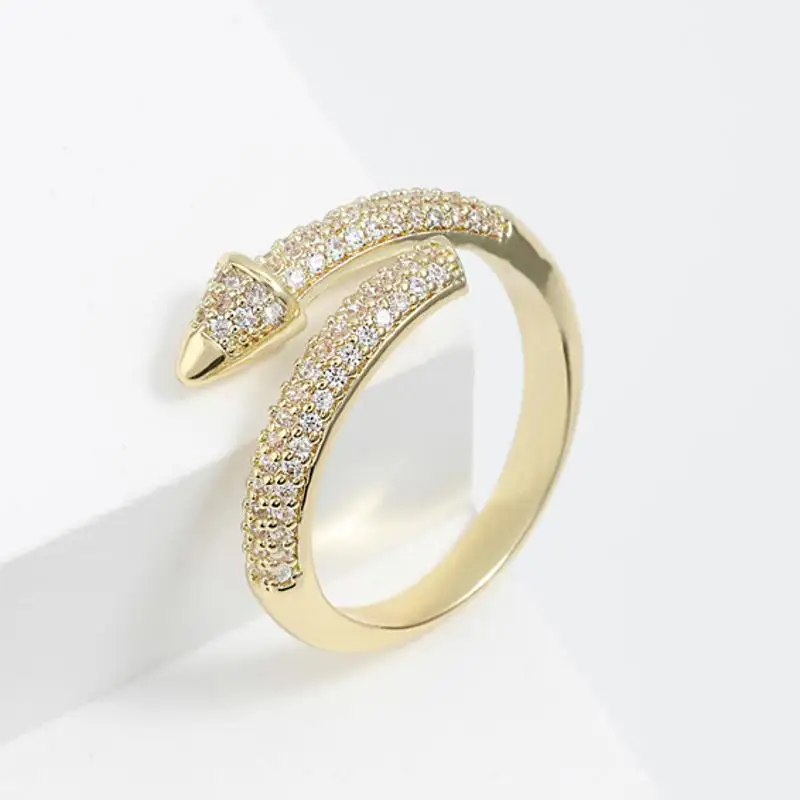ZAKOL Trendy Stackable Open Rings Cubic Zircon Crystal Adjustable Ring for Women Elegant Wedding Party Jewelry RP2145 Finger Ring Opening Ring Adjustable Rings Zircon Crystal Ring Wedding Rings Wedding Ring