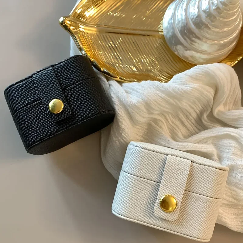 Portable Small Jewelry Storage Bag Travel Simple Leather Ring Necklace Earrings Storage Box Organizer Display Mini Gift Box