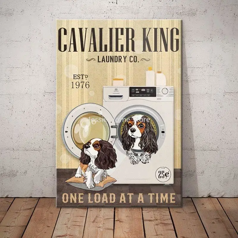 

Metal Signs Cavalier King Charles Spaniel Dog Laundry Signs Vintage Signs Retro Aluminum Sign for Home Cafe Kitchen 8x12