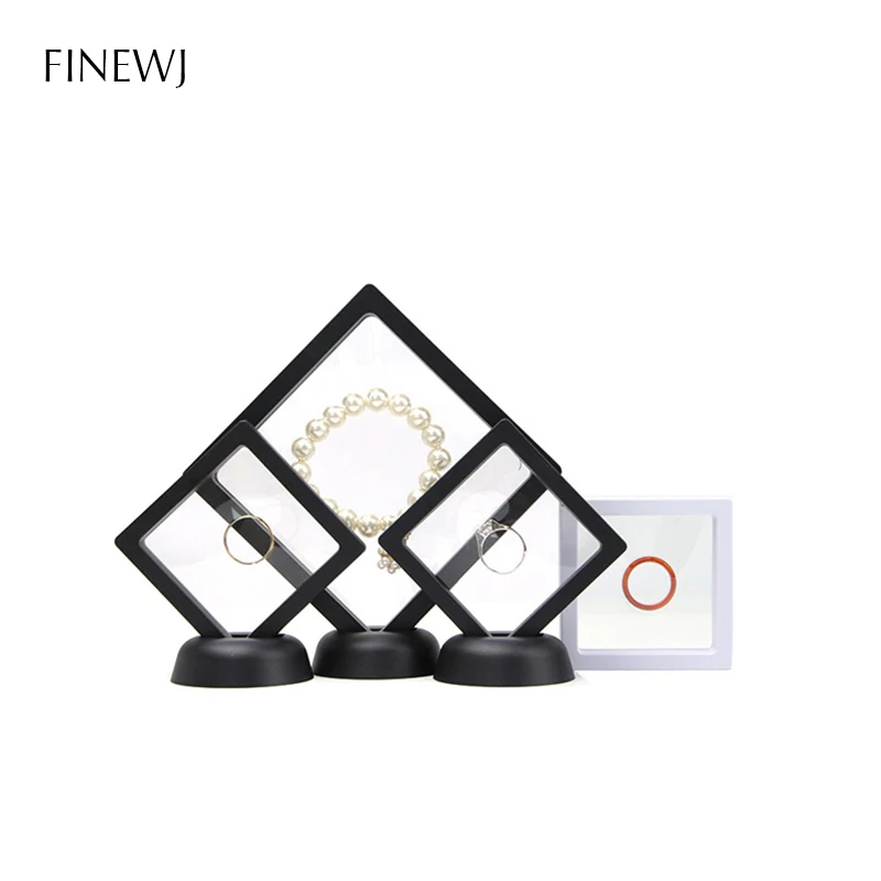Jewelry Display Frame 3D Floating Picture Shadow Box Stand Rack Coin Ring Pendant Holder Protection Gems Stone Case
