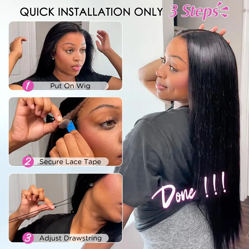 13x6 Straight Lace Frontal Human Hair Wigs 250% Density Short Bob Wigs 16 Inch HD Transparent Full Lace Frontal Wig for Women