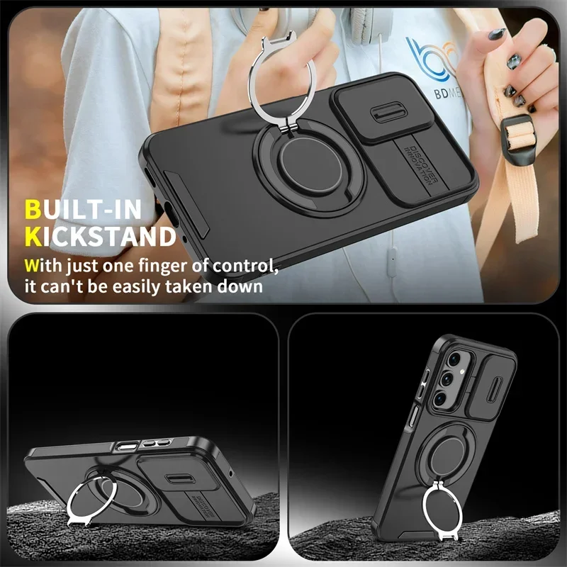 Premium Magnetic Phone Case with Ring Stand and Camera Protection
