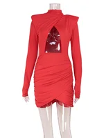 CNYISHE Hollow Out Long Sleeve Solid O Neck Hip Wrap Sheath Zipper Women Dresses Party Outfits Female Bodycon Vestidos Robes - Image 6