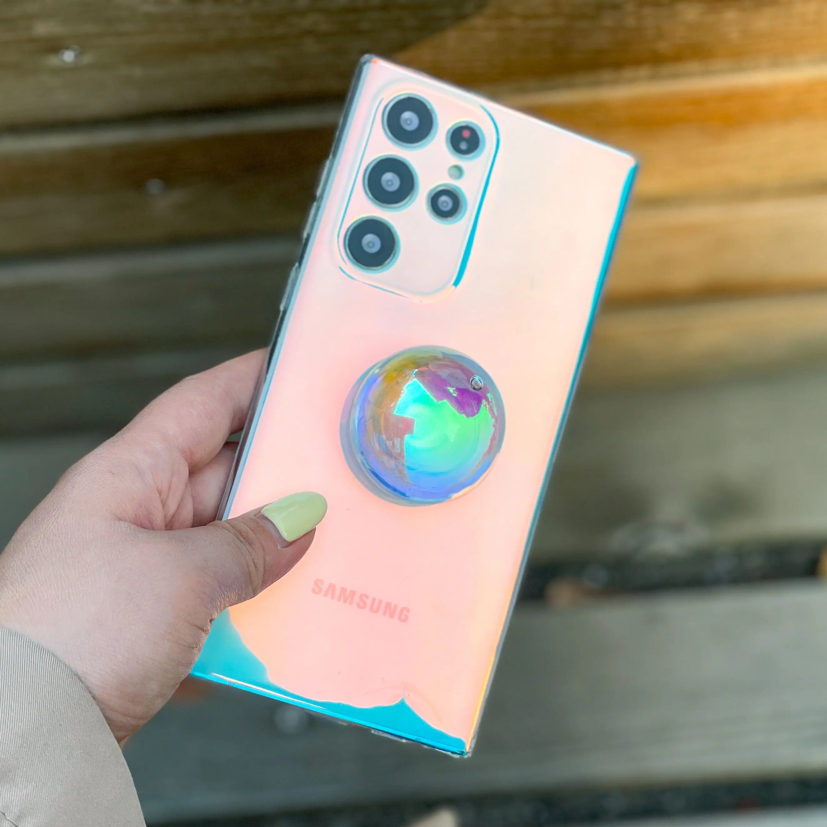 Custodia Laser Per Samsung S24 Ultra Sottile Crystal Ball Grip Tok Stand Holder Cover Per Samsung Galaxy S23 S21 S22 Plus Note 20