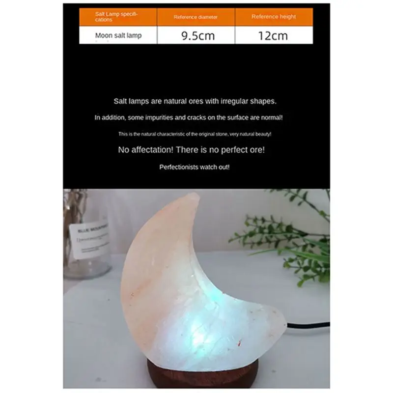 LA-히말라야 크리스탈 소금 램프 USB LED 달 모양 소금 크리스탈 램프 분위기 조명