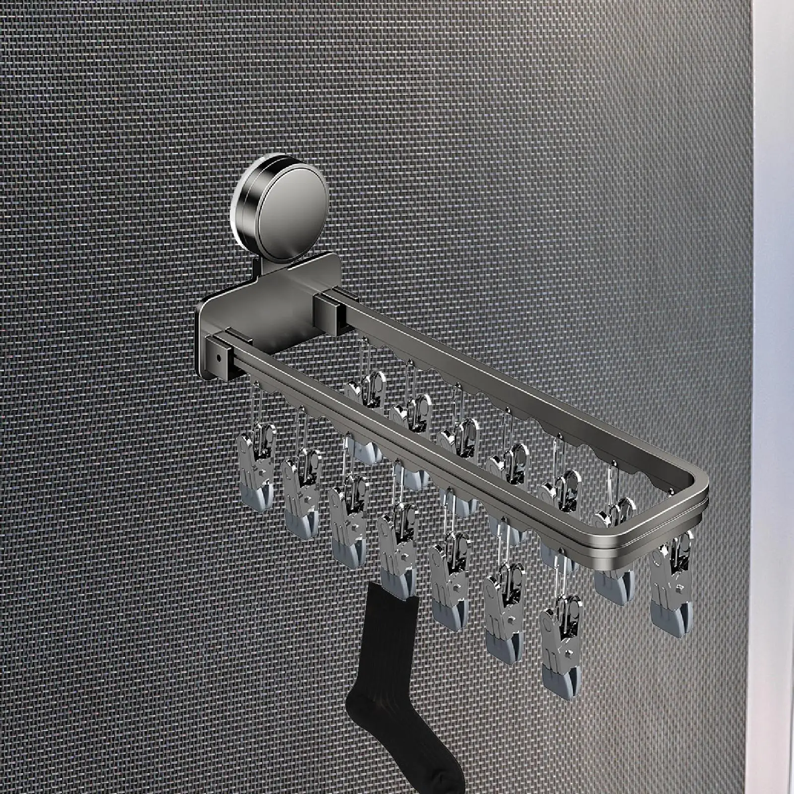 Sock Hanger 14 Clips Windproof Easy to Clean Wall Mounted Folding Underwear Hanging Basket for Towel Pants Scarf Skirt Dormitory 4