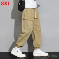 Spring Autumn new black work pants men loose casual tide large size men's pants cargo pants men 8XL 7XL 6XL 1