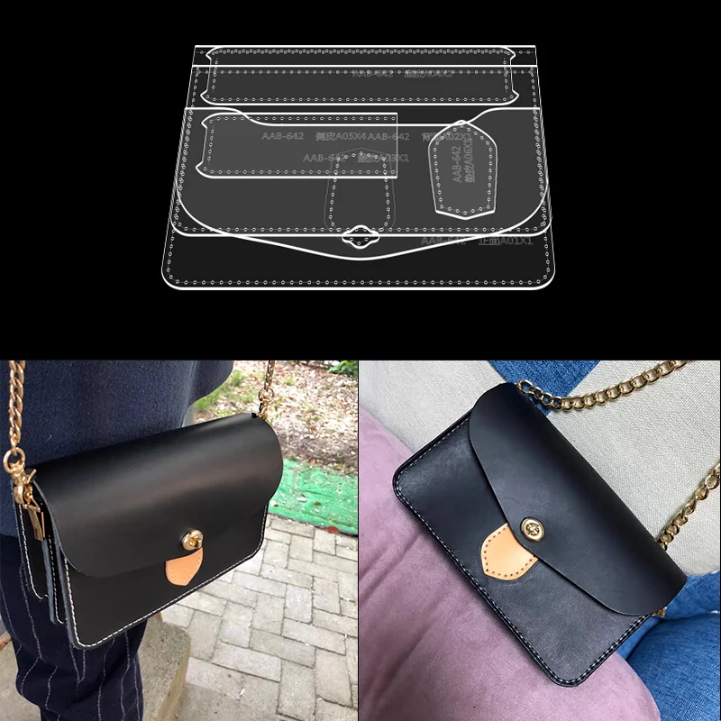 1Set Creative Crossbody bag Leather Tool Template Practical Acrylic Stencil DIY Handcraft Leather Making Mold sewing pattern