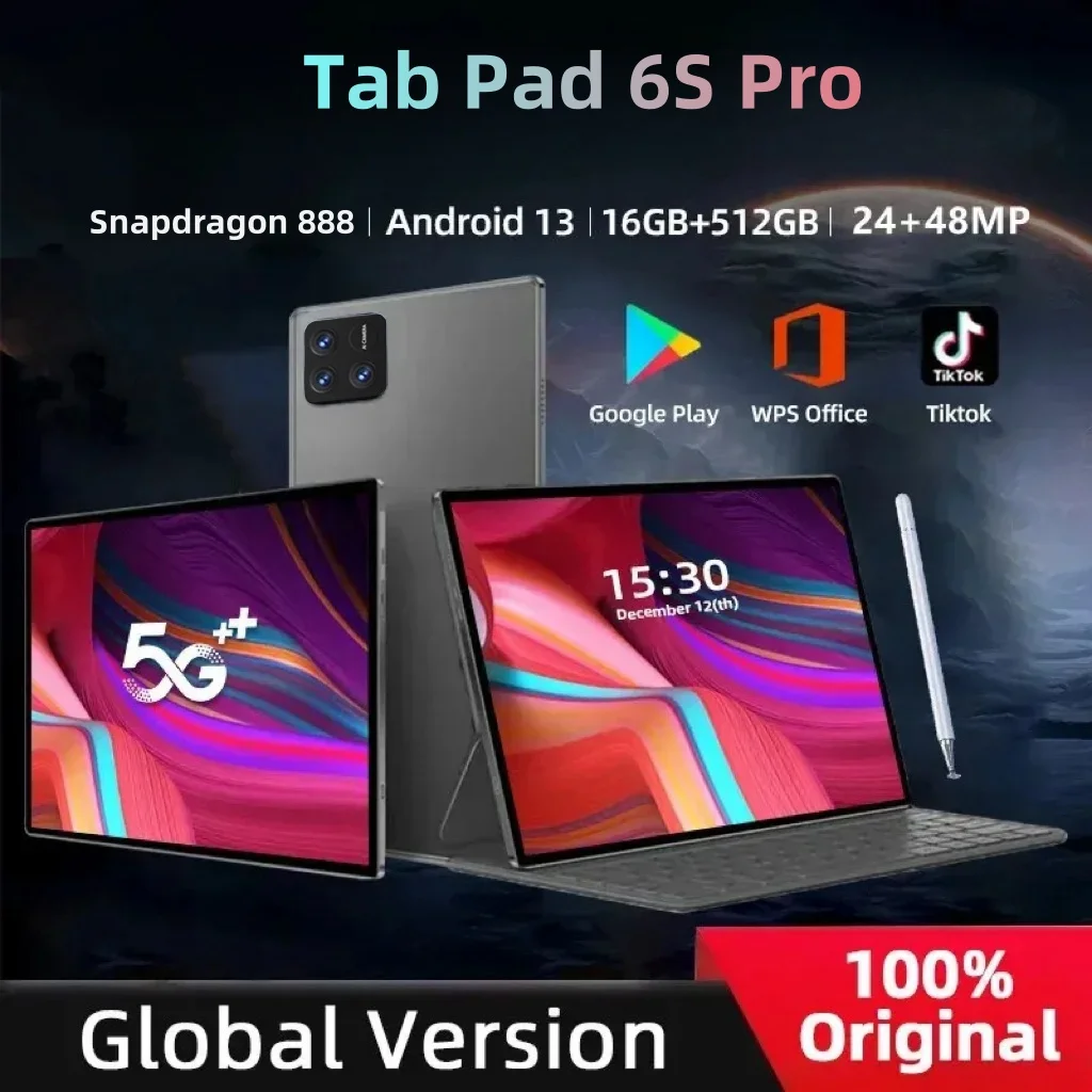 

2024 Originele Wereldwijde Versie Pad 6S Pro Tablets 11Inch Hd 4kpc 16Gb + 1Tb 20000Mah Android 14 5G Dual Simkaart Telefoongesp