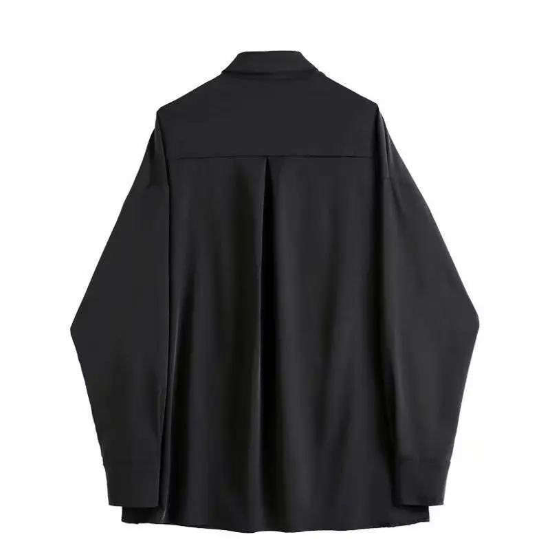 ARENS Black Gothic Blouses Vintage Casual Streetwear Harajuku Shirt Spring Autumn Oversized Asymmetrical Top Punk Long Sleeve 4