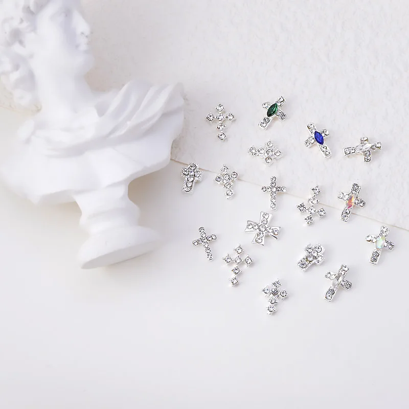 

Новинка 10 шт. Сплав Крест Малый DIY маникюр для наращивания ногтей стеклянные украшения принадлежности Costura аксессуары Подвески