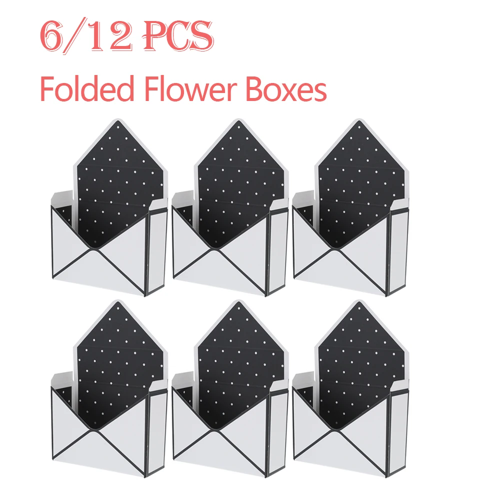 6/12Pcs Envelope Folded Flower Boxes Bouquet Storage Box Creative Wedding Party Valentine's Day Flower Boxes Envelope Box