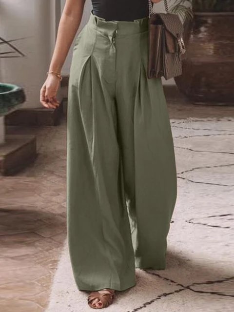 Solid Wide Leg Trousers